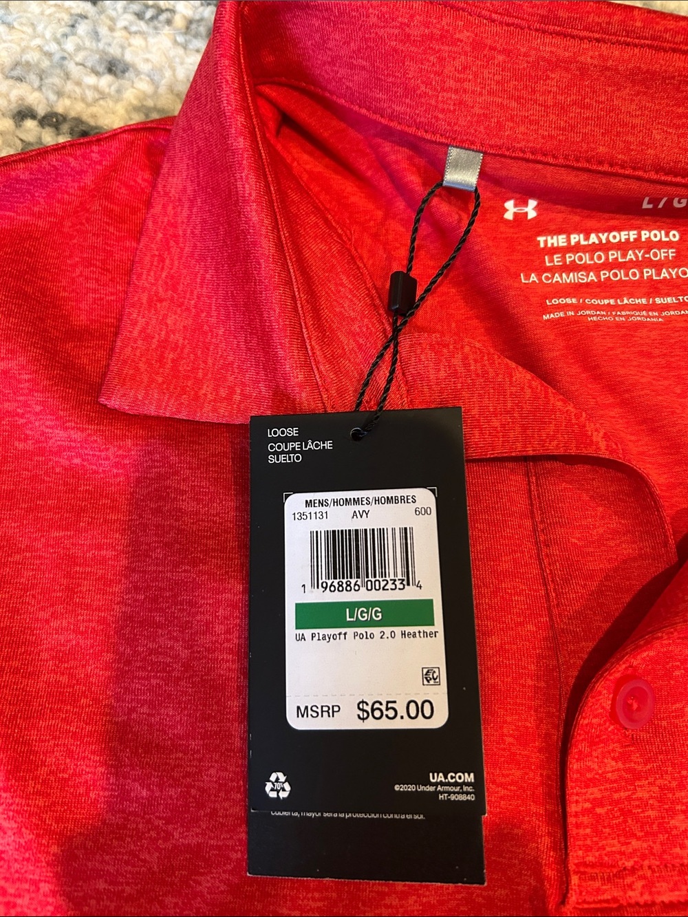 Under Armour Men’s Red Heather Polo Shirt sz L - Picture 2 of 5